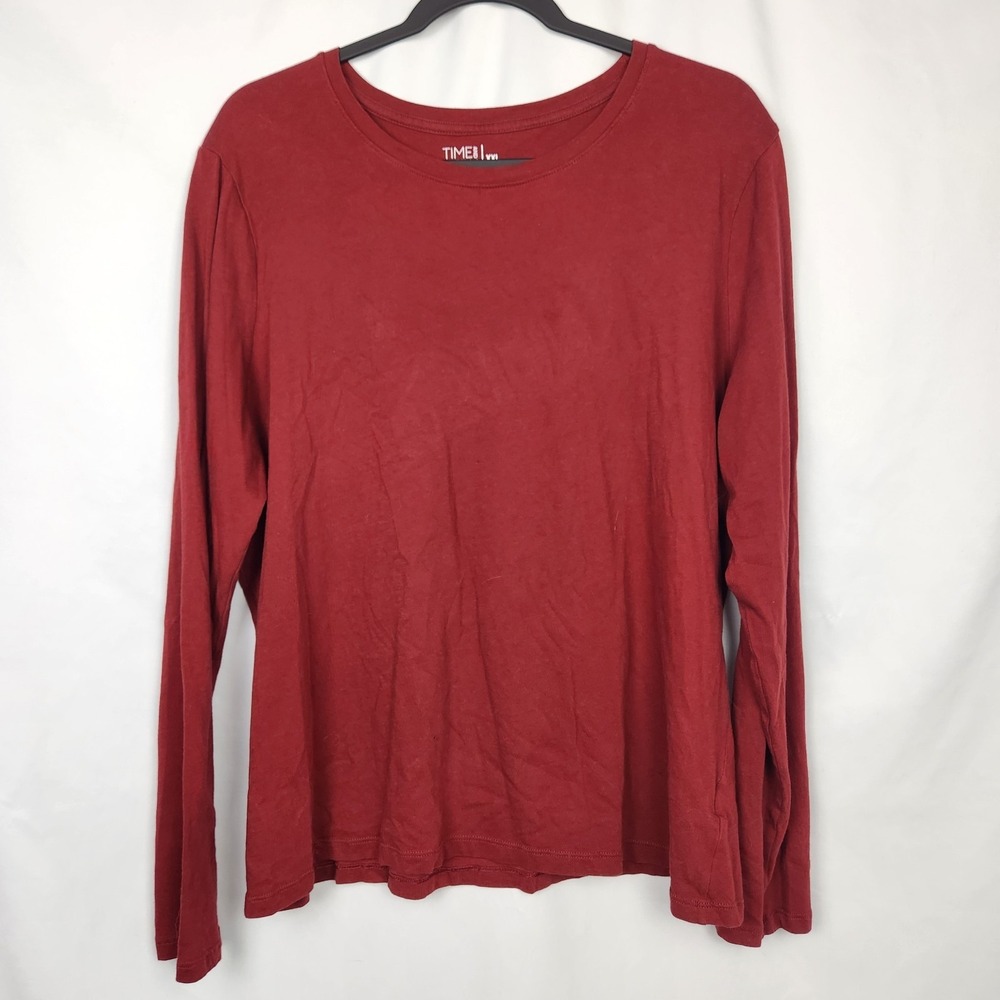 Time & Tru Womens XXL Long Sleeve Shirt Red Fall Winter Top Size‎ 20